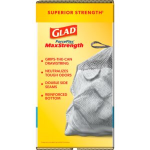 Glad ForceFlex MaxStrength 20-Gallon Drawstring X-Large Kitchen Trash Bags, Febreze Fresh Clean Scent, 80 Bags
